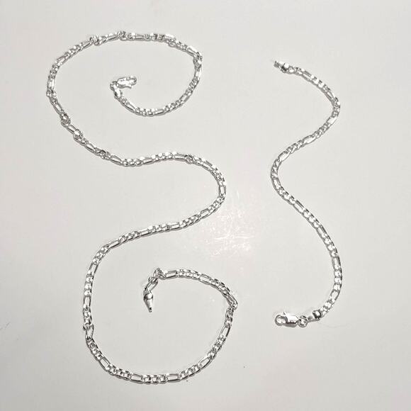 925 Silver Plated Necklace & Bracelet Figaro Chain Christmas Birthday Valentines